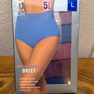 Black Bow modal stretch briefs pack of 5 Size L NIB